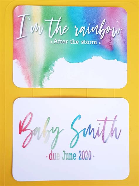 Rainbow baby Pregnancy Announcement cards photo prop Baby | Etsy