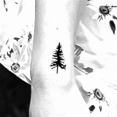 Pine Tree Silhouette Temporary Tattoo