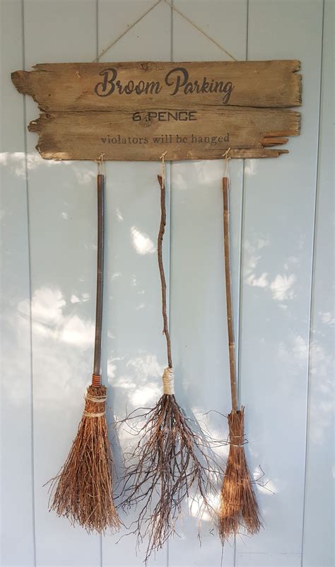 Broom Parking | Halloween outdoor decorations, Halloween crafts decorations, Halloween deco