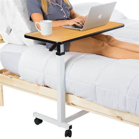 Buy Vive Overbed Table Hospital Bed Table Swivel Wheel Rolling Tray Adjustable Over Bedside Home ...
