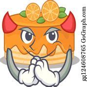 4 Devil Orange Cake Cartoon In Character Design Clip Art | Royalty Free - GoGraph