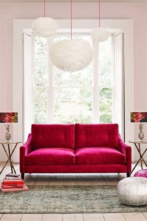 15 Dazzling and Chic Pink Sofa Ideas - Rilane | Pink sofa, Pink velvet sofa, Home decor