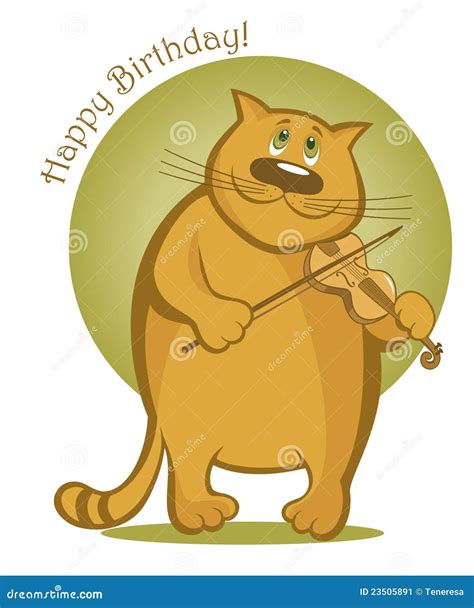 Smiling Cat Playing the Violin Stock Vector - Illustration of animal, happy: 23505891