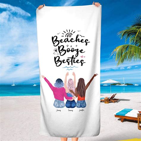 Personalized Bestie Beach Towels, Beach Booze Besties Towels, Best Fri ...