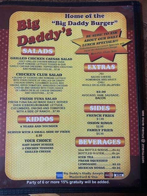 Online Menu of Big Daddys Burgers Restaurant, Pharr, Texas, 78577 - Zmenu