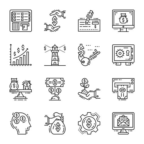 Set of Business Line Icons 15399340 Vector Art at Vecteezy