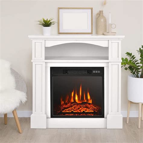 32 Inch Electric Fireplace Mantle 1400W Freestanding TV Stand Heater w ...