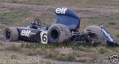 1973 Francois Cevert crashed Tyrrell Mosport Grand Prix race 35mm photo ...