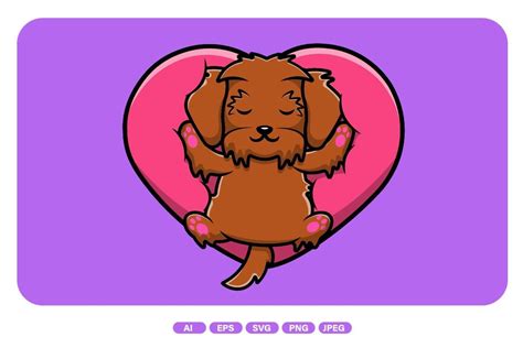 Cute Maltipoo Dog Sleeping on Heart Love Graphic by mokshastuff · Creative Fabrica