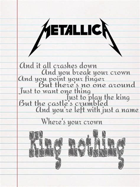 Metallica - King Nothing Metallica Quotes, Metallica Lyrics, Metallica ...