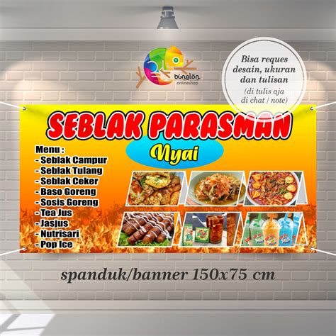 Jual Spanduk, Banner 150x75 Cm Spanduk Seblak Prasmanan, Spanduk Jajanan Murah, Spanduk Sosis ...