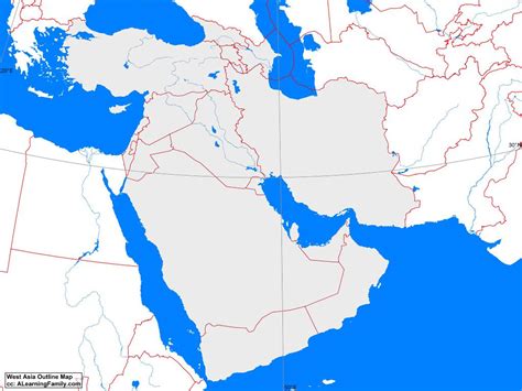 West Asia Outline Map - A Learning Family