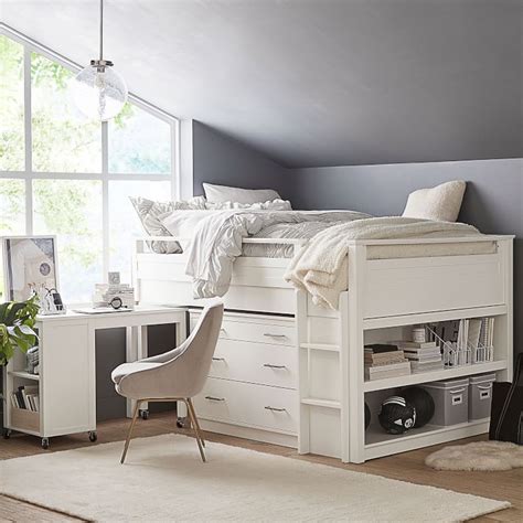 Sleep & Study® Low Loft Bed - Simply White | Pottery Barn Teen