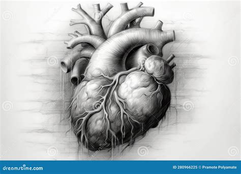 Human Heart Pencil Drawing Vintage. Generative Ai Stock Illustration - Illustration of realistic ...