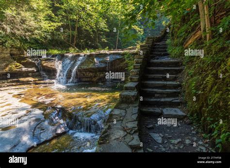 A Waterfall at Robert H. Treman State Park in Upstate New York Stock ...