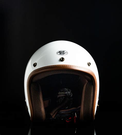 Odyssey Open Face Helmet - White Brown Trim - MOTOTWIST