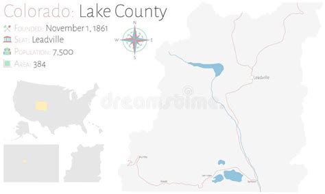 Map of Lake County in Colorado Stock Vector - Illustration of state, nation: 166289589