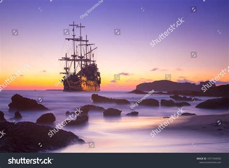 3,994 Pirate Ship Sailing Sunset Images, Stock Photos & Vectors ...