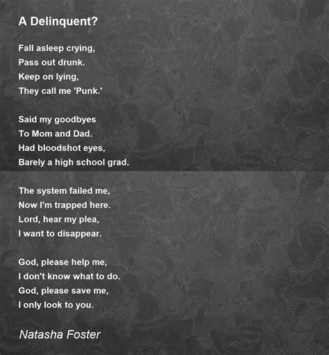 A Delinquent? by Natasha Foster - A Delinquent? Poem