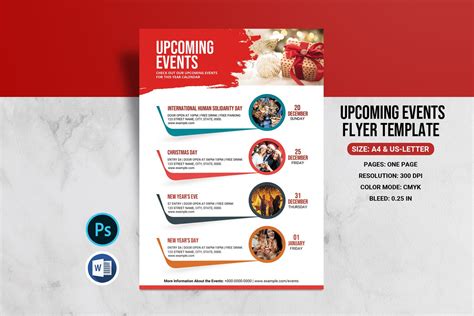 Upcoming Events Flyer Template Photoshop & Ms Word Template Instant ...