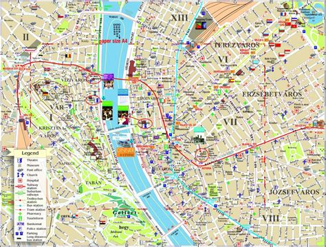 Budapest tourist attractions map - Budapest city map with attractions ...