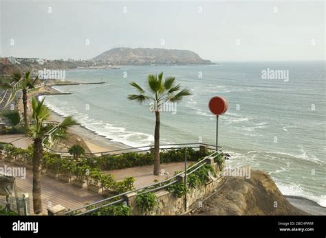 Miraflores district is one of the most popular beaches in the middle of Lima's Peru Stock Photo ...