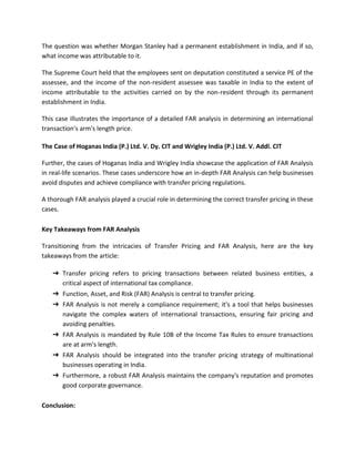 Understanding the Importance of FAR Analysis in Transfer Pricing Compliance | PDF