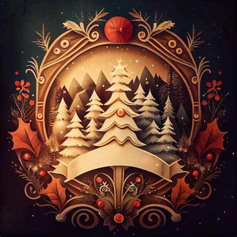 Premium Photo | Christmas vintage card background illustration