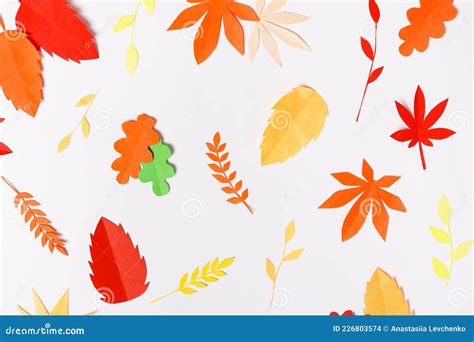 Origami Autumn Paper Leaves on White Background Stock Illustration ...