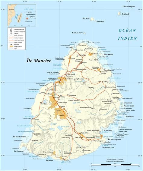 Large detailed relief and road map of Mauritius. Mauritius large ...