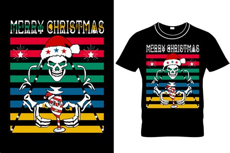 Merry Christmas Skull T-Shirt Design Graphic by TANIA KHAN RONY · Creative Fabrica