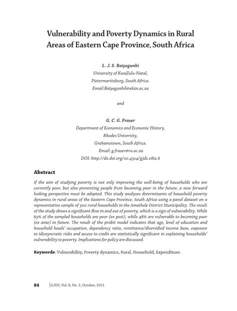 (PDF) Vulnerability and Poverty Dynamics in Rural Areas of Eastern Cape ...