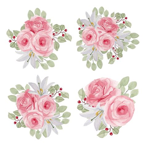 Rose Flower Watercolor Collection in Pink Color 962782 Vector Art at Vecteezy