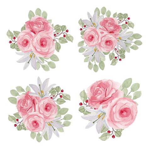 Rose Flower Watercolor Collection in Pink Color 962782 Vector Art at Vecteezy