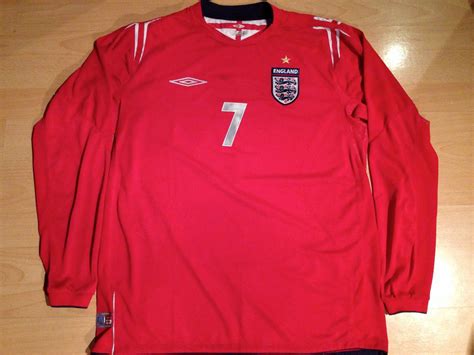 England BECKHAM # 7 L/S Jersey Umbro Away Football Shirt 2004-2006 Size ...