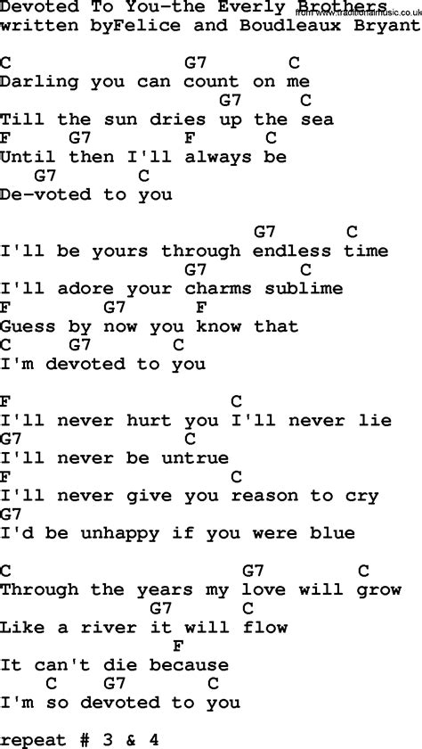 Country Music:Devoted To You-The Everly Brothers Lyrics and Chords