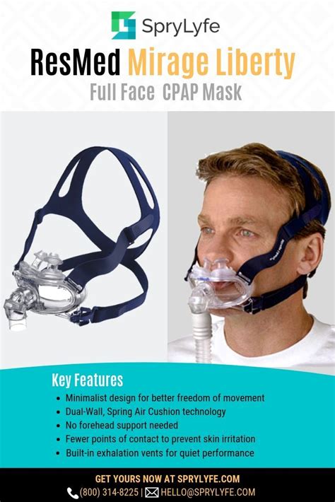 ResMed Mirage Liberty Full Face CPAP Mask with Headgear | Cpap mask, Cpap, Face tightening