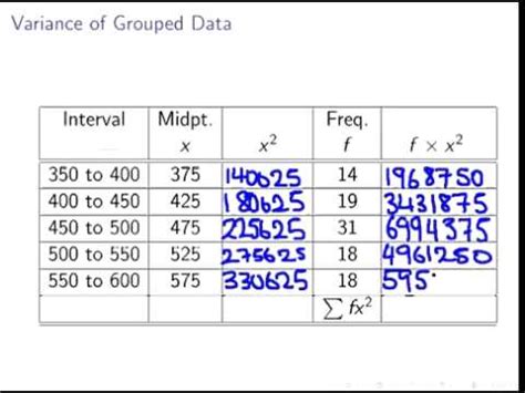 Grouped Data Variance (Introductory Statistics) - YouTube