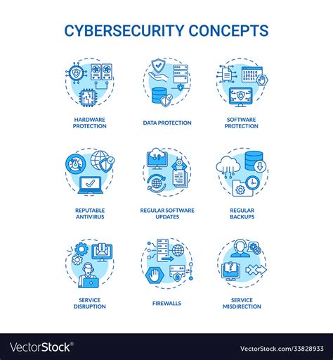 Cybersecurity concept icons set Royalty Free Vector Image