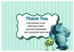 Monsters University Thank you Cards – Birthday Printable