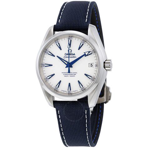 Omega Seamaster Aqua Terra Automatic White Dial Blue Nylon Men's Watch 23192392104001 ...