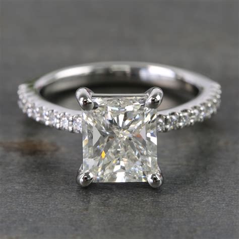 2 Carat Ideal Radiant Cut Diamond Ring In Platinum