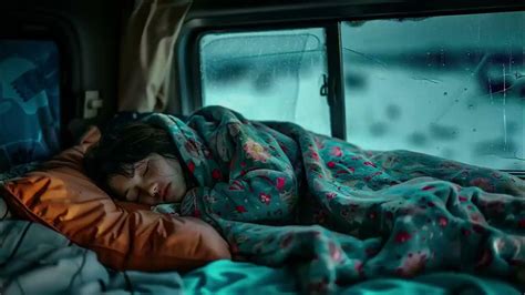 Heavy Rain Sounds & Thunder🌧️Relax Alone in the Night Heavy Rain Inside A Camping Car Roof at ...