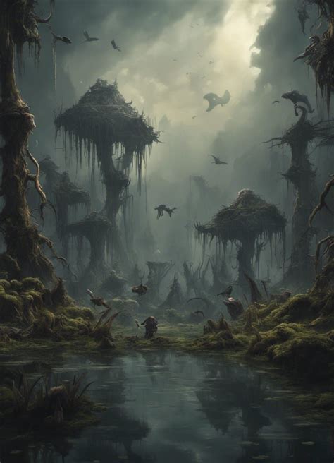 small creatures in a dark swamp - AI Generated Artwork - NightCafe Creator