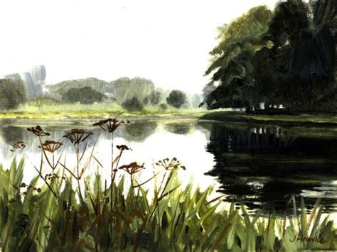 Blickling Lake, oil sketch - Jean Hawke