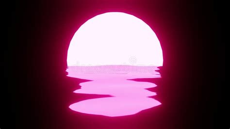 Magenta Sunset or Moon Reflection in Water or the Ocean on Black Background Stock Photo - Image ...