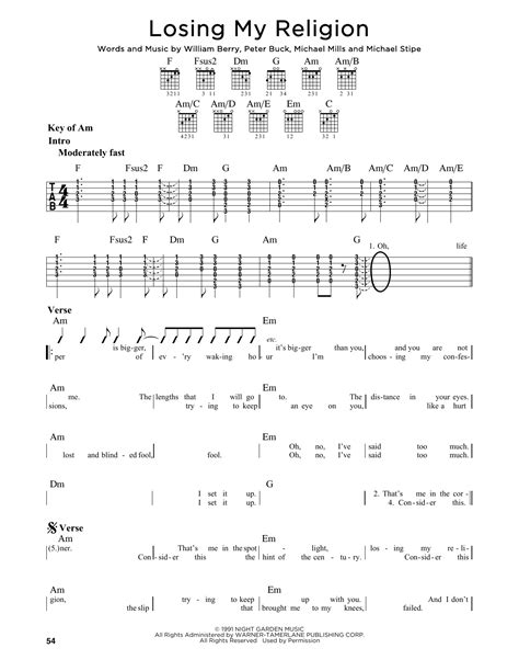 Losing My Religion by R.E.M. - Guitar Lead Sheet - Guitar Instructor