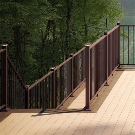 Deckorators Classic aluminum 6-ft x 2.25-in x 36-in Weathered Brown Aluminum Deck Stair Rail Kit ...