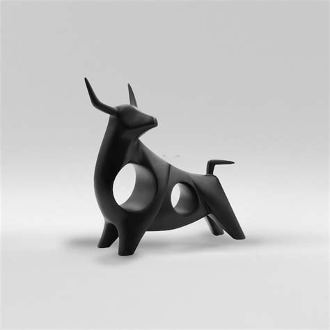 Premium Photo | Black minimal and abstract cow sculpture