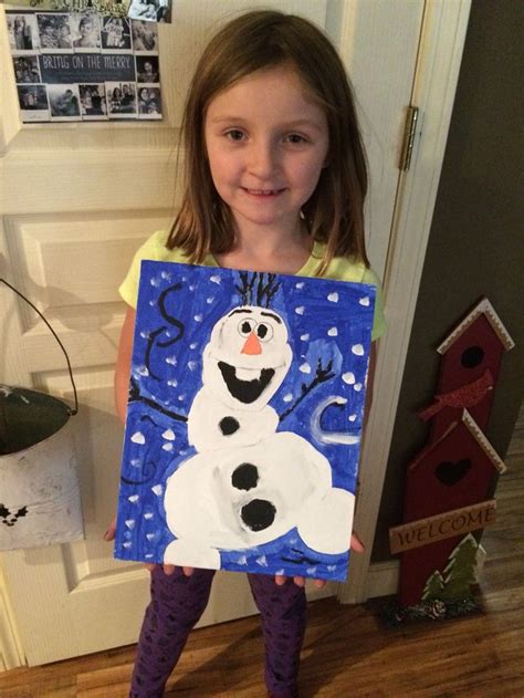 Outline in chalk and let her go!! Kimber 8 yrs old Olaf painting ...